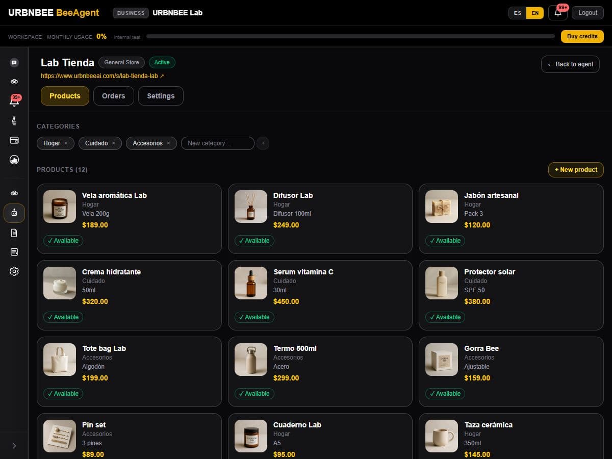 Actual URBNBEE catalog supplying the connected shop